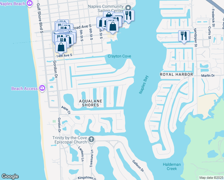 map of restaurants, bars, coffee shops, grocery stores, and more near 1865 7th Street South in Naples