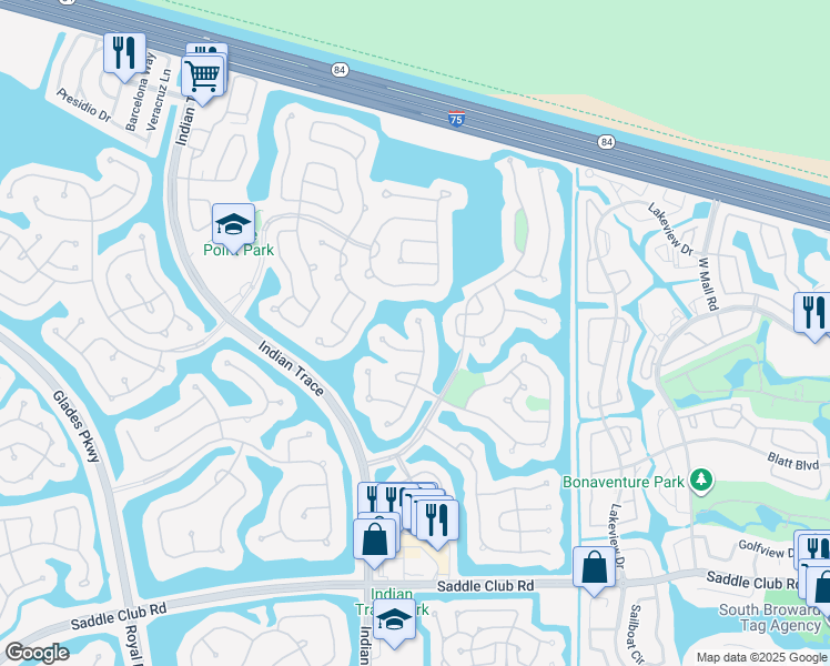 map of restaurants, bars, coffee shops, grocery stores, and more near 461 Montclaire Drive in Weston