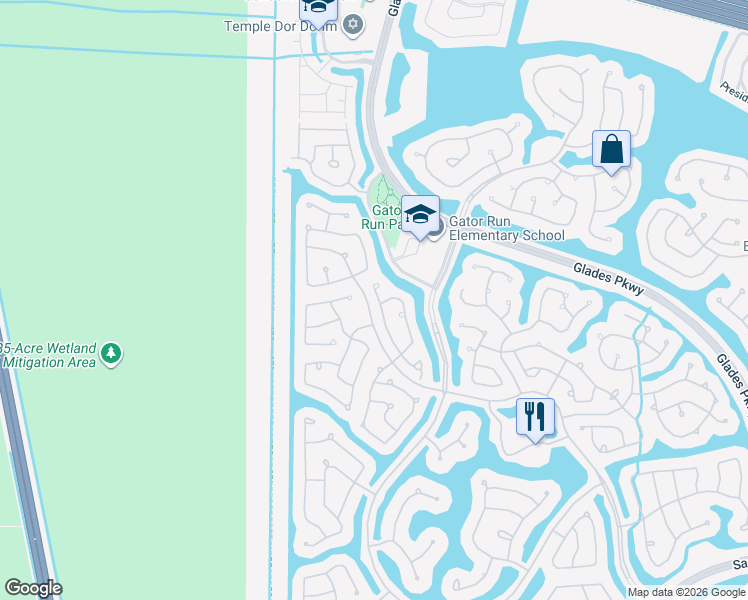 map of restaurants, bars, coffee shops, grocery stores, and more near 1665 Zenith Way in Weston