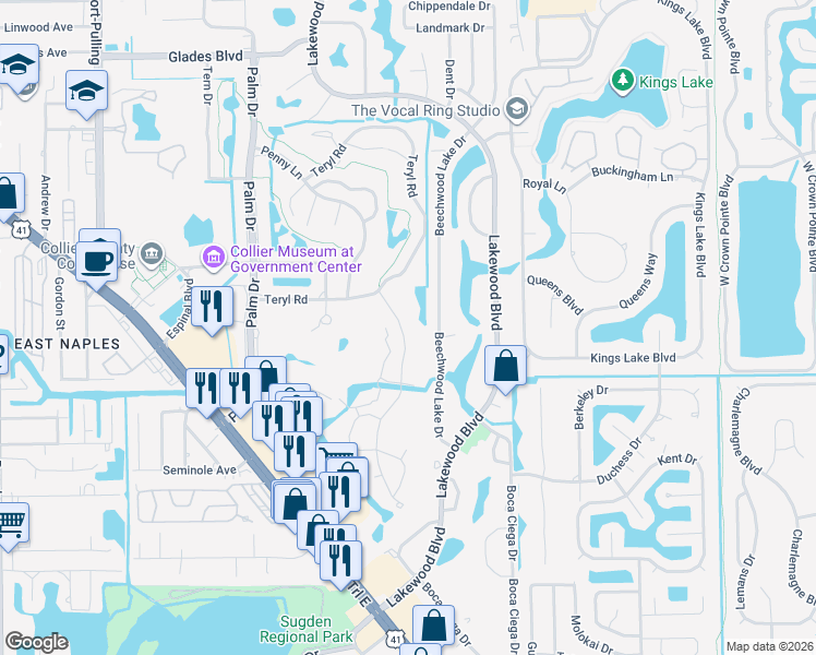map of restaurants, bars, coffee shops, grocery stores, and more near 196 Albi Road in Naples