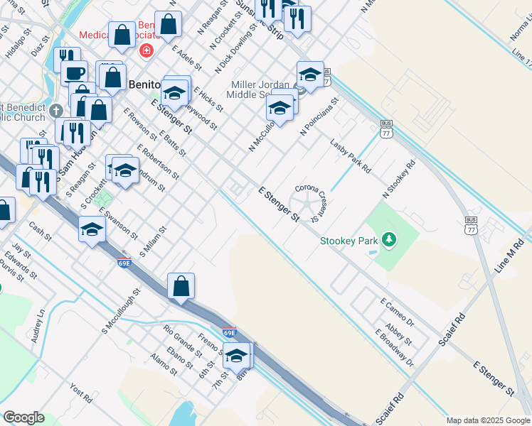 map of restaurants, bars, coffee shops, grocery stores, and more near 1000 East Stenger Street in San Benito