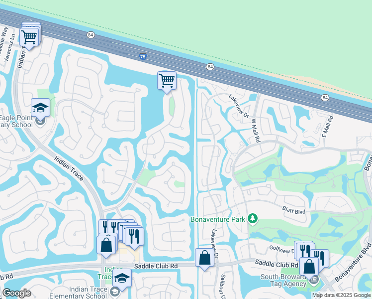 map of restaurants, bars, coffee shops, grocery stores, and more near 718 Verona Court in Weston