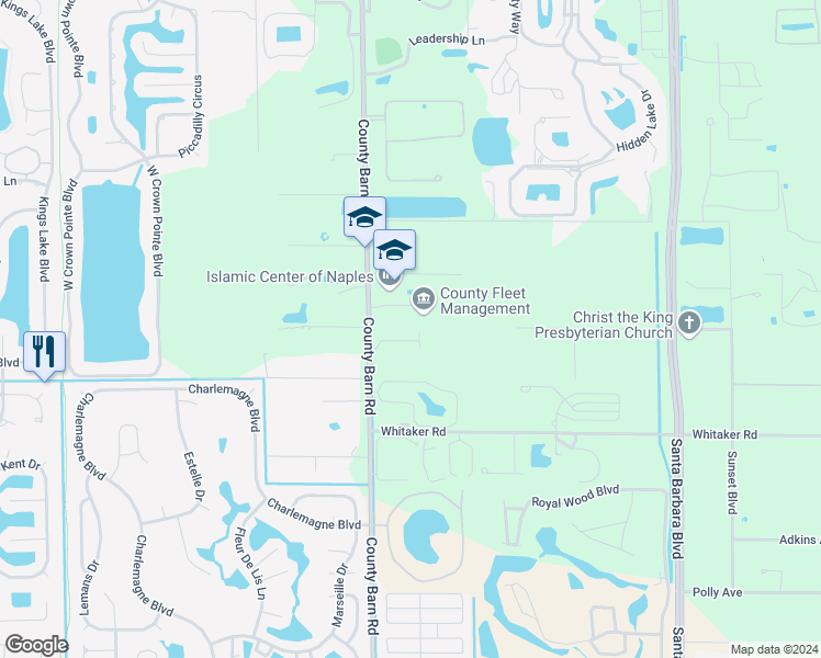 map of restaurants, bars, coffee shops, grocery stores, and more near 5801-5835 Country Rd in Naples