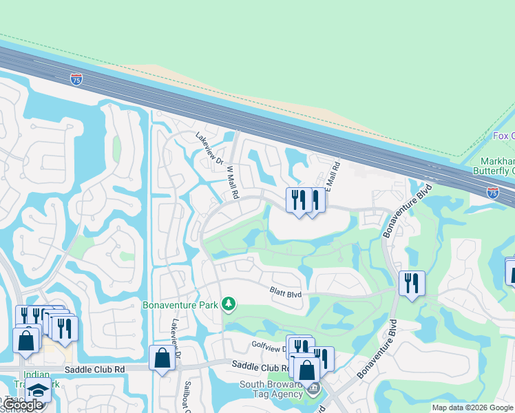 map of restaurants, bars, coffee shops, grocery stores, and more near 280 Racquet Club Road in Weston