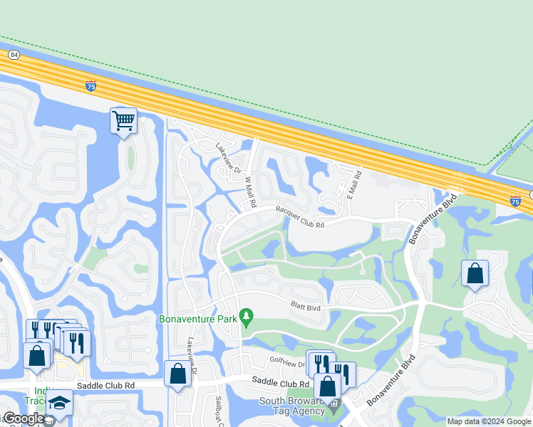 map of restaurants, bars, coffee shops, grocery stores, and more near 300 Racquet Club Road in Weston