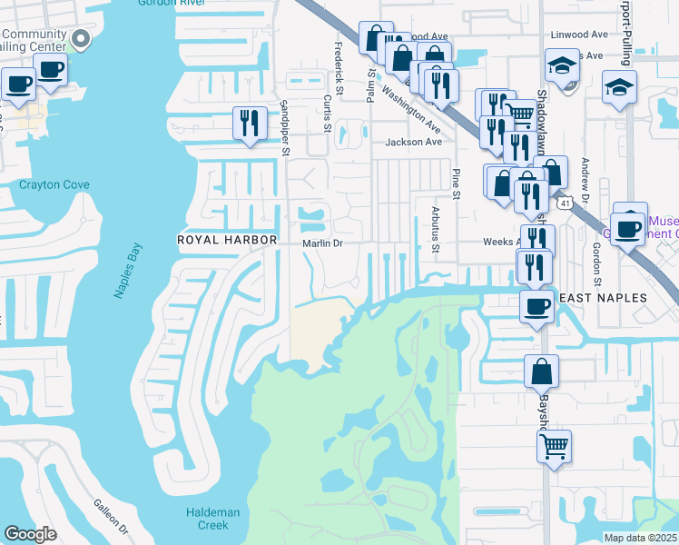 map of restaurants, bars, coffee shops, grocery stores, and more near 3031 Sandpiper Bay Circle in Naples