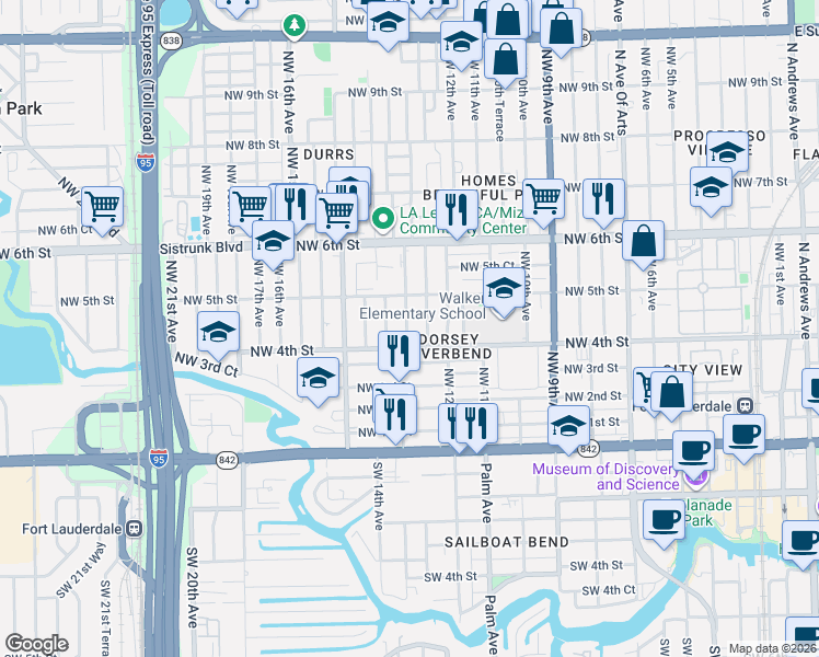 map of restaurants, bars, coffee shops, grocery stores, and more near 438 Northwest 13th Avenue in Fort Lauderdale