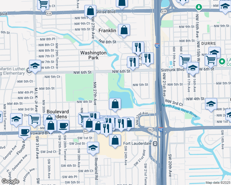 map of restaurants, bars, coffee shops, grocery stores, and more near 480 Northwest 24th Avenue in Fort Lauderdale