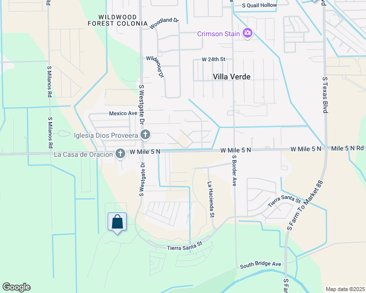 map of restaurants, bars, coffee shops, grocery stores, and more near West Logan Avenue in Weslaco