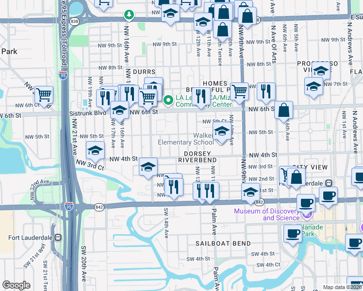 map of restaurants, bars, coffee shops, grocery stores, and more near 438 Northwest 13th Avenue in Fort Lauderdale