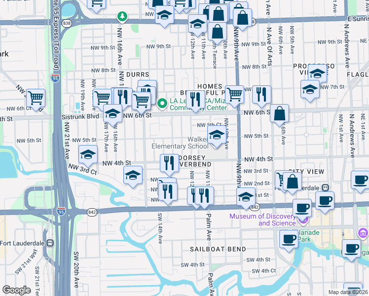 map of restaurants, bars, coffee shops, grocery stores, and more near 438 Northwest 13th Avenue in Fort Lauderdale
