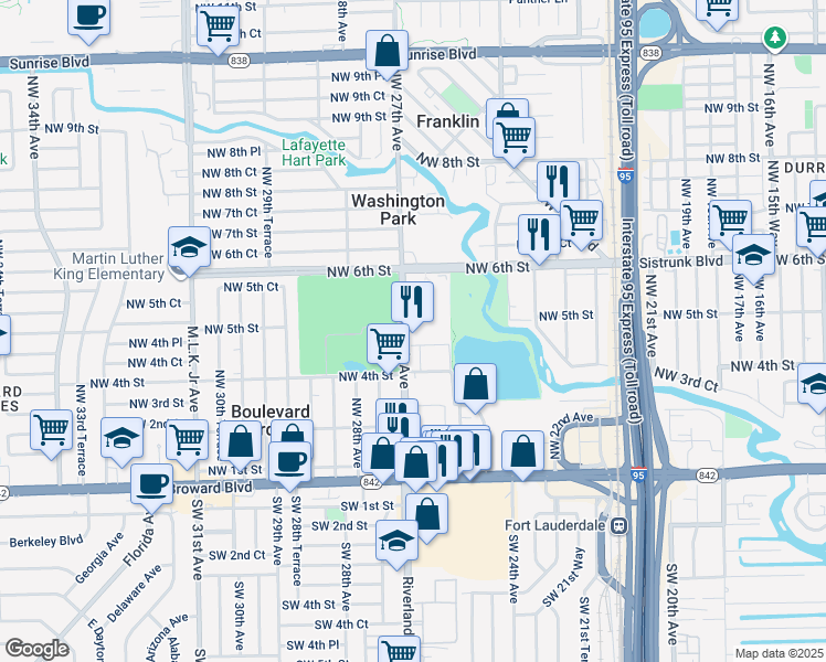 map of restaurants, bars, coffee shops, grocery stores, and more near 486 Northwest 27th Avenue in Fort Lauderdale