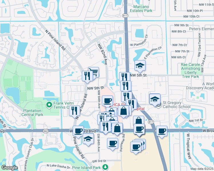map of restaurants, bars, coffee shops, grocery stores, and more near in Fort Lauderdale