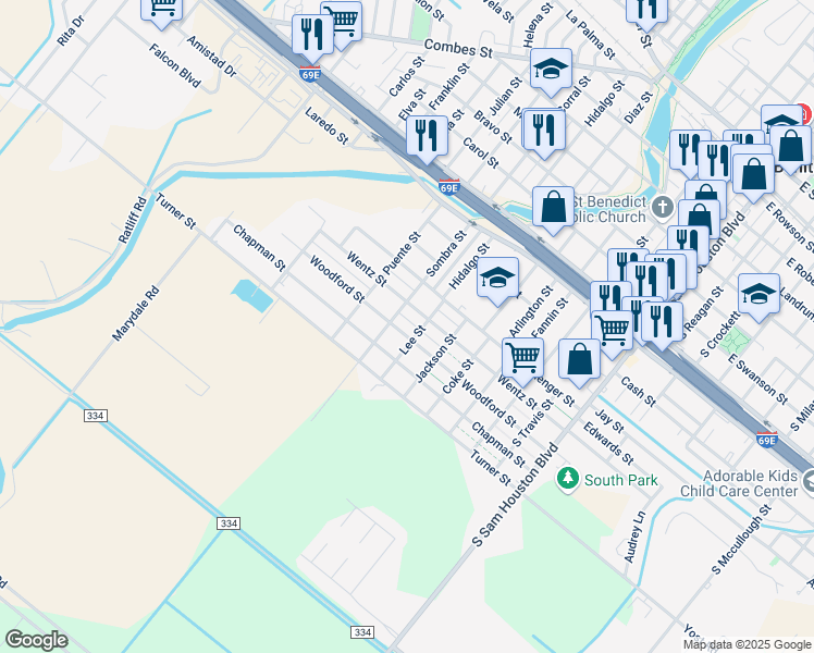 map of restaurants, bars, coffee shops, grocery stores, and more near 711 Wentz St in San Benito