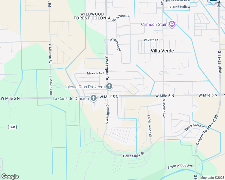 map of restaurants, bars, coffee shops, grocery stores, and more near 1604 Guadalupe Street in Weslaco