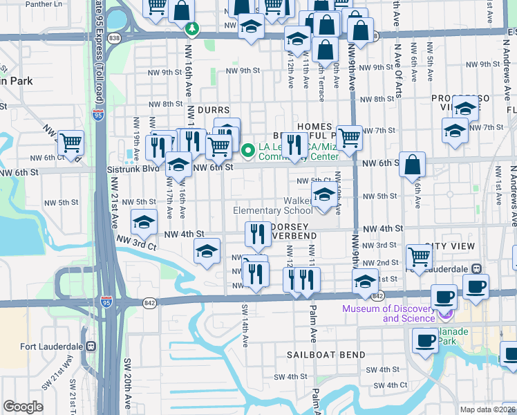 map of restaurants, bars, coffee shops, grocery stores, and more near 428 Northwest 14th Terrace in Fort Lauderdale