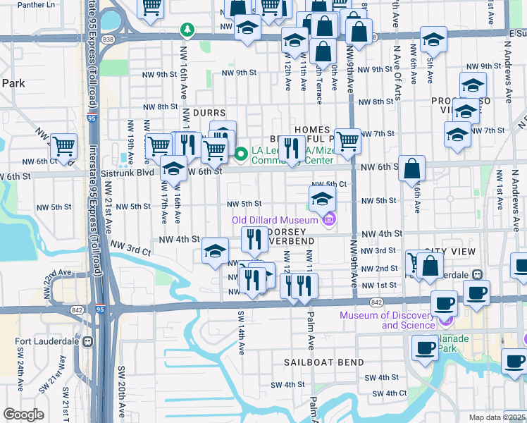 map of restaurants, bars, coffee shops, grocery stores, and more near 426 Northwest 14th Avenue in Fort Lauderdale