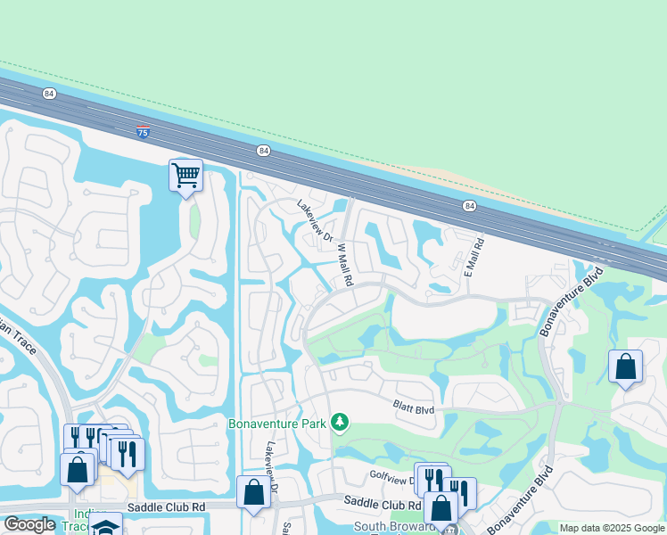 map of restaurants, bars, coffee shops, grocery stores, and more near 301 Racquet Club Road in Weston