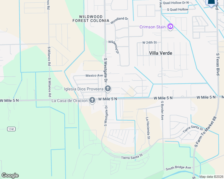 map of restaurants, bars, coffee shops, grocery stores, and more near 1604 Guadalupe Street in Weslaco
