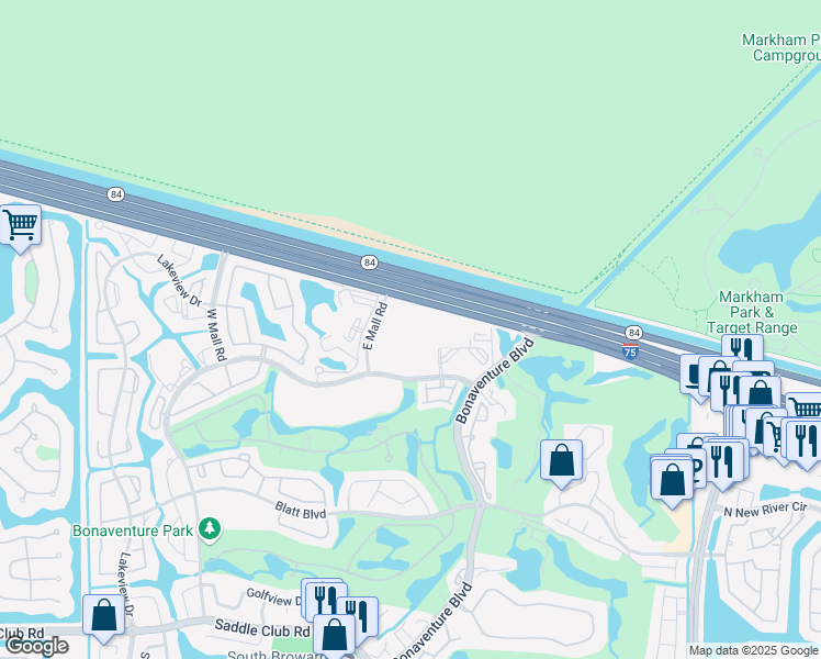 map of restaurants, bars, coffee shops, grocery stores, and more near 16491 Racquet Club Road in Weston