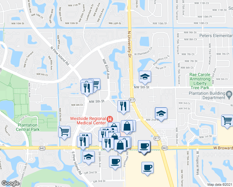 map of restaurants, bars, coffee shops, grocery stores, and more near in Fort Lauderdale