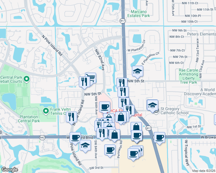 map of restaurants, bars, coffee shops, grocery stores, and more near in Fort Lauderdale