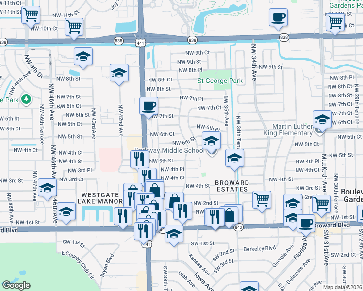 map of restaurants, bars, coffee shops, grocery stores, and more near 3810 Northwest 5th Court in Fort Lauderdale