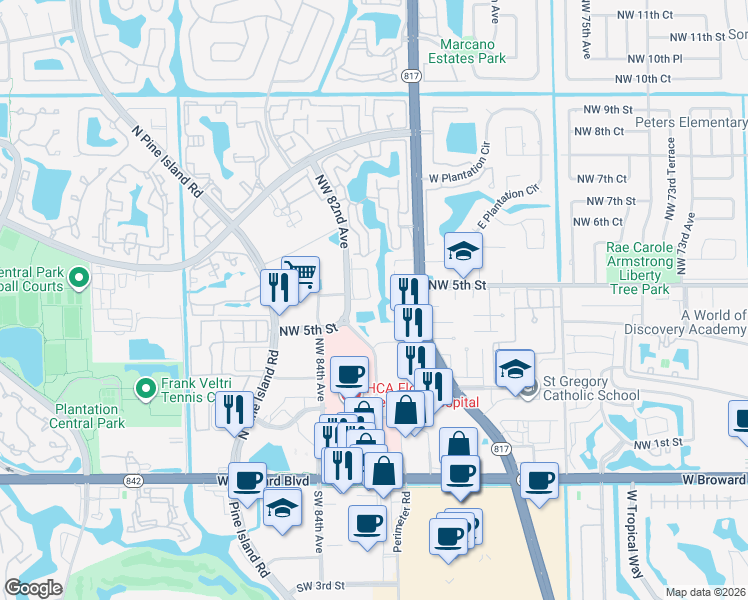 map of restaurants, bars, coffee shops, grocery stores, and more near in Fort Lauderdale