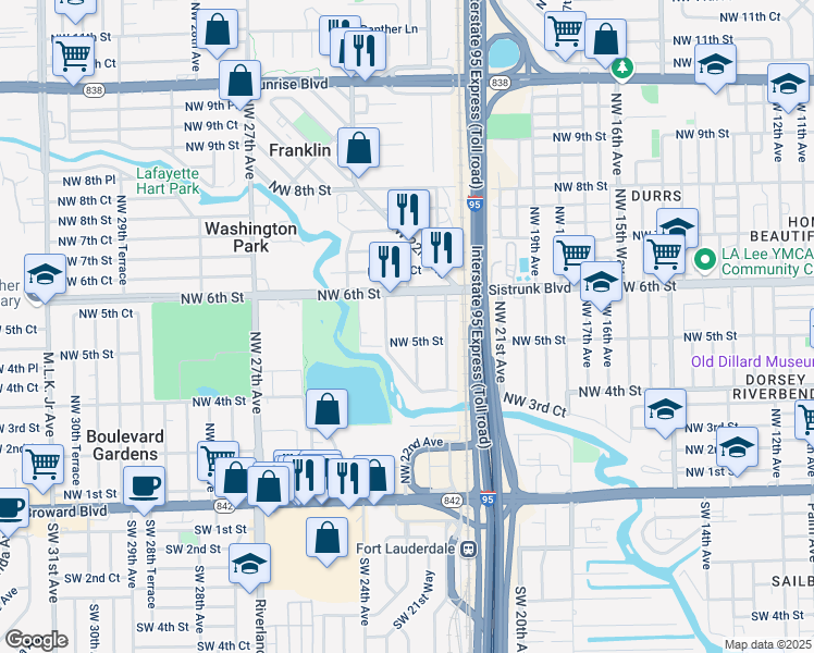 map of restaurants, bars, coffee shops, grocery stores, and more near 533 Northwest 22nd Avenue in Fort Lauderdale