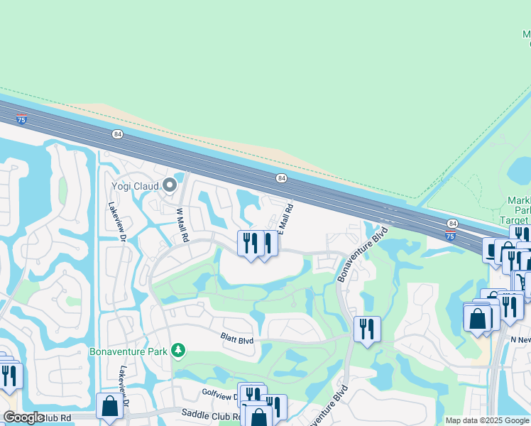 map of restaurants, bars, coffee shops, grocery stores, and more near Highway 84 in Weston