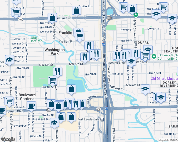 map of restaurants, bars, coffee shops, grocery stores, and more near 533 Northwest 22nd Avenue in Fort Lauderdale