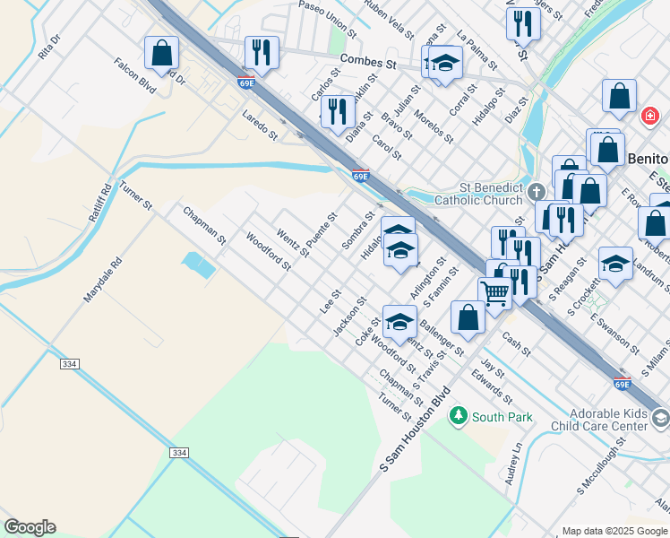 map of restaurants, bars, coffee shops, grocery stores, and more near 801 Ballenger St in San Benito