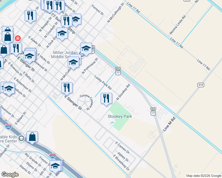 map of restaurants, bars, coffee shops, grocery stores, and more near 956 Lasby Park Road in San Benito