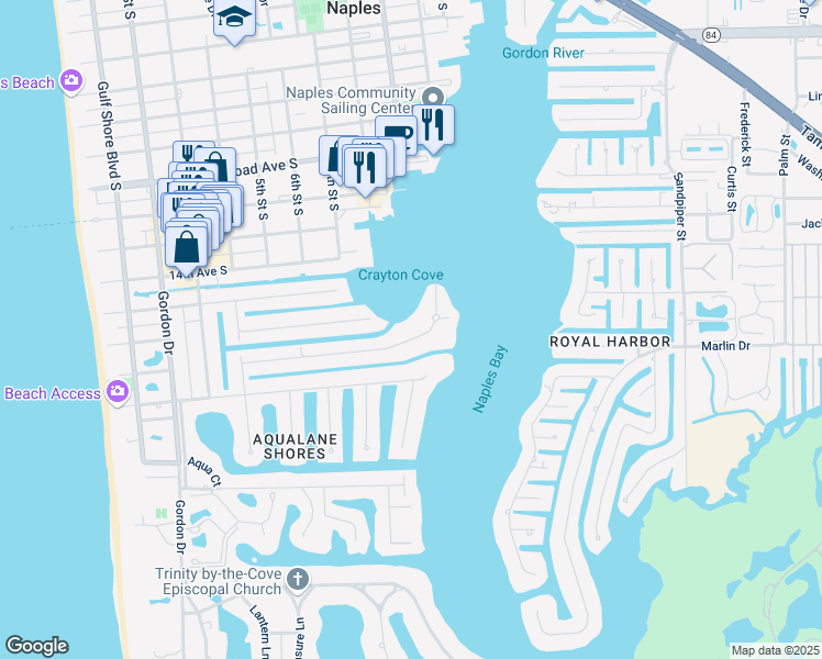 map of restaurants, bars, coffee shops, grocery stores, and more near 867 17th Avenue South in Naples