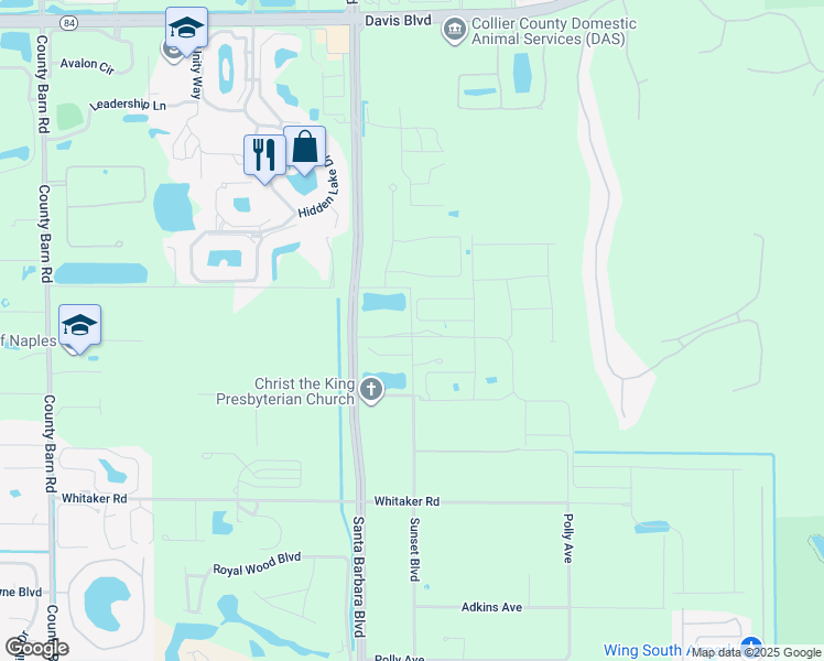map of restaurants, bars, coffee shops, grocery stores, and more near 2775 Sunset Boulevard in Naples