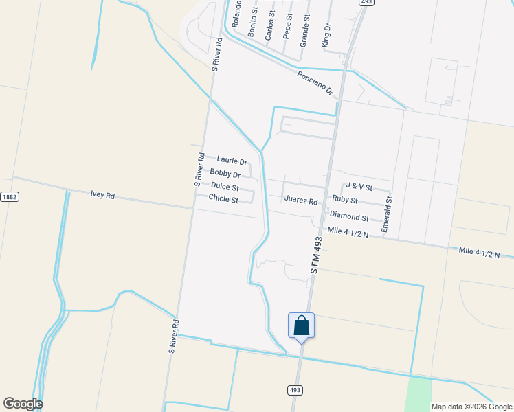 map of restaurants, bars, coffee shops, grocery stores, and more near 3207 Paleta Street in Donna