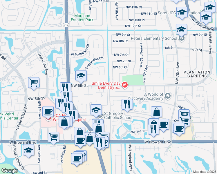 map of restaurants, bars, coffee shops, grocery stores, and more near in Fort Lauderdale