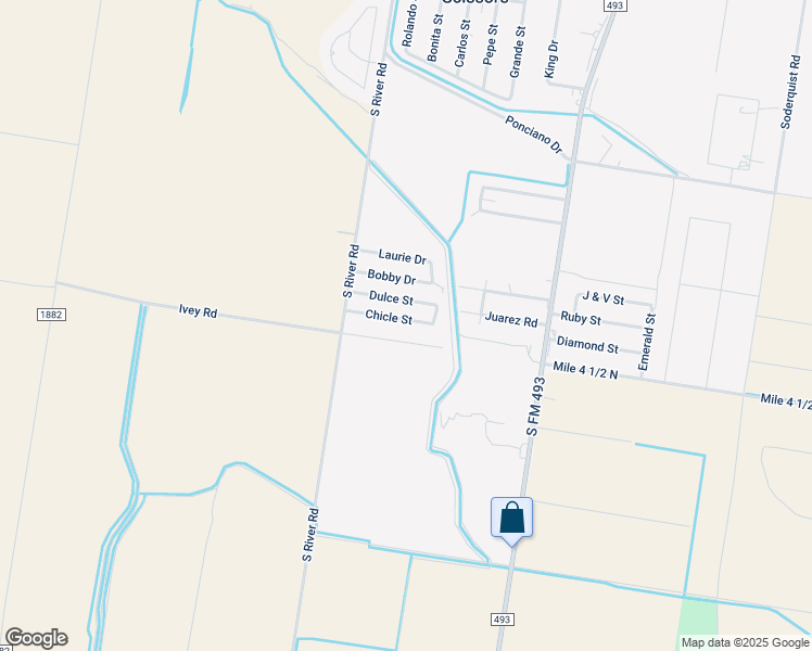 map of restaurants, bars, coffee shops, grocery stores, and more near 1306 Chicle Street in Donna