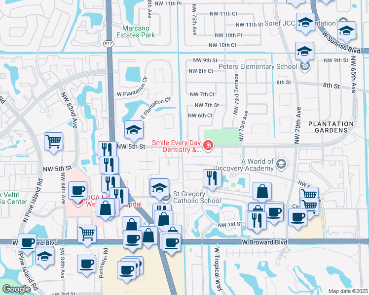 map of restaurants, bars, coffee shops, grocery stores, and more near in Fort Lauderdale