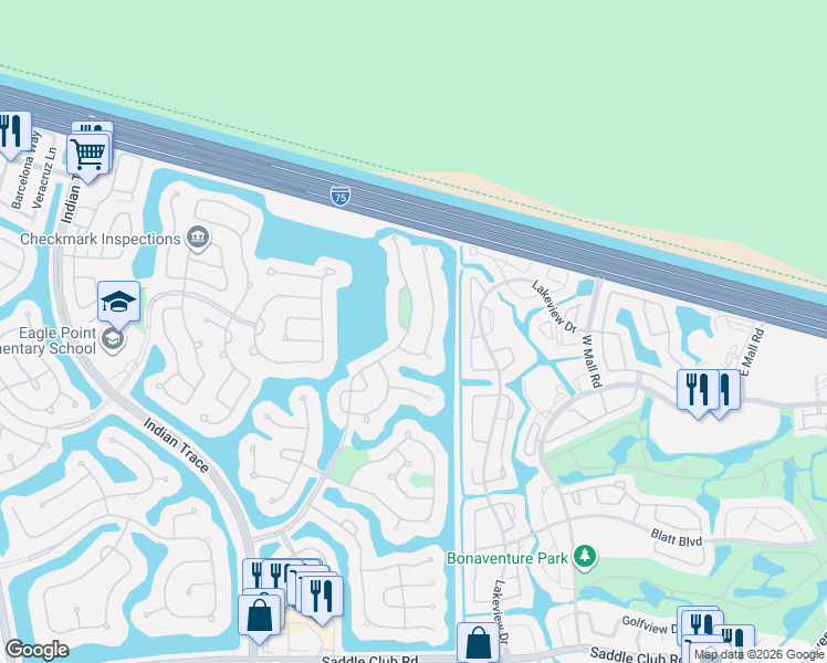 map of restaurants, bars, coffee shops, grocery stores, and more near 728 Lake Boulevard in Weston