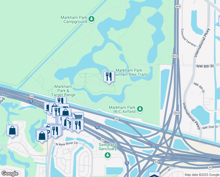 map of restaurants, bars, coffee shops, grocery stores, and more near 16001 West State Road 84 in Fort Lauderdale