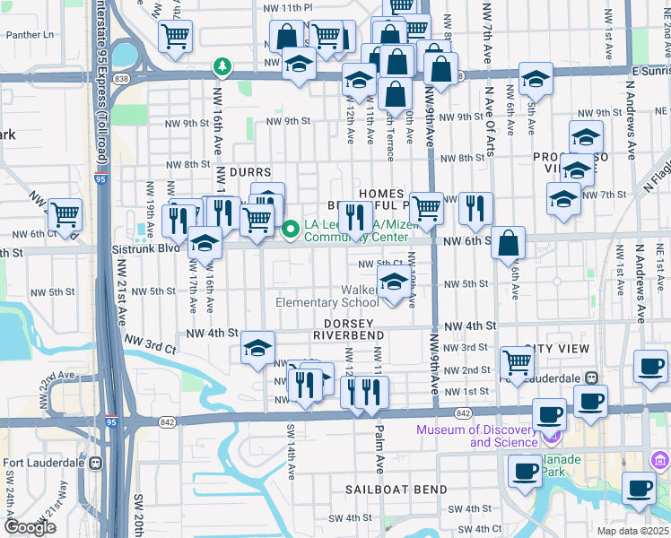 map of restaurants, bars, coffee shops, grocery stores, and more near 530 Northwest 13th Avenue in Fort Lauderdale