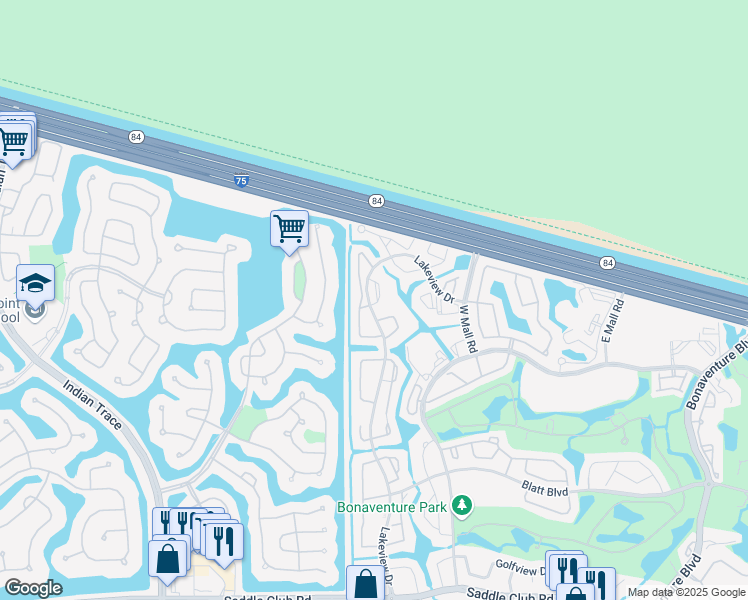 map of restaurants, bars, coffee shops, grocery stores, and more near 715 Lakeview Drive in Weston