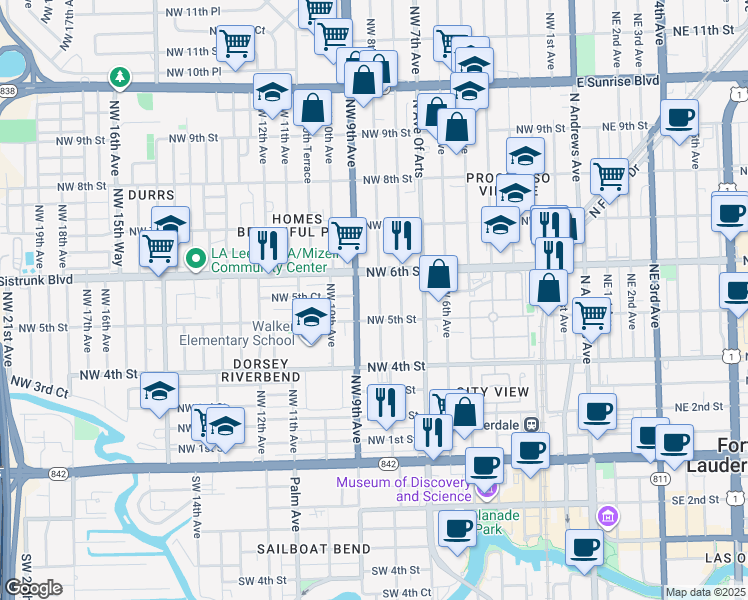map of restaurants, bars, coffee shops, grocery stores, and more near 524 Northwest 8th Avenue in Fort Lauderdale
