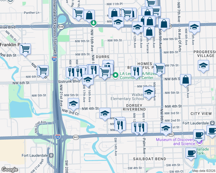 map of restaurants, bars, coffee shops, grocery stores, and more near 524 Northwest 15th Avenue in Fort Lauderdale