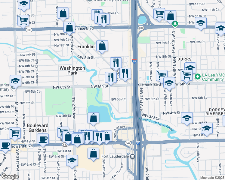 map of restaurants, bars, coffee shops, grocery stores, and more near 534 Northwest 23rd Avenue in Fort Lauderdale