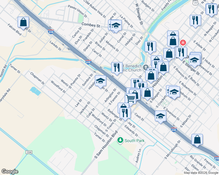 map of restaurants, bars, coffee shops, grocery stores, and more near 795 Elizabeth Street in San Benito