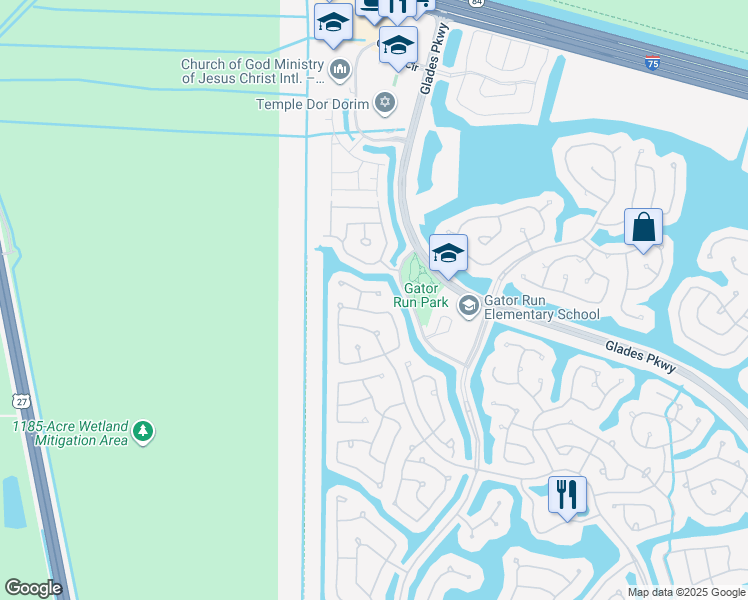map of restaurants, bars, coffee shops, grocery stores, and more near 1872 Silverbell Terrace in Weston