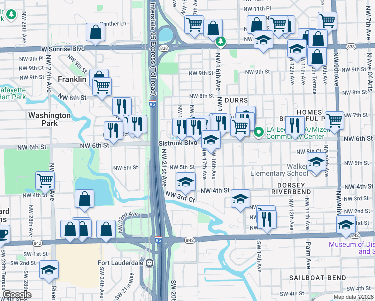 map of restaurants, bars, coffee shops, grocery stores, and more near 532 Northwest 19th Avenue in Fort Lauderdale