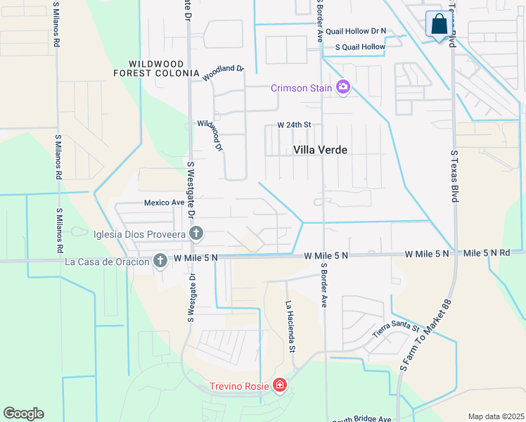 map of restaurants, bars, coffee shops, grocery stores, and more near 1216 Aidan Avenue in Weslaco